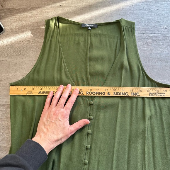 Madewell Heather Button Front Dress Green Medium - Picture 11 of 14